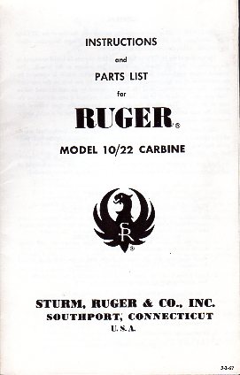 1967 Ruger 10/22 Carbine Manual