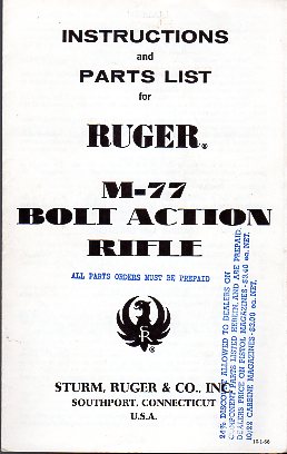 1968 Ruger M-77 Rifle Instructions