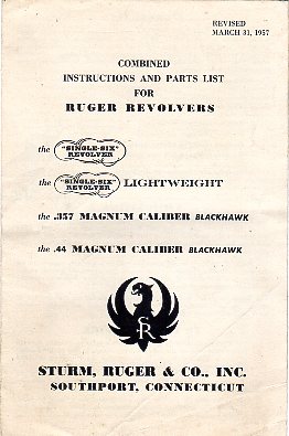 1957 Ruger Revolvers Instructions