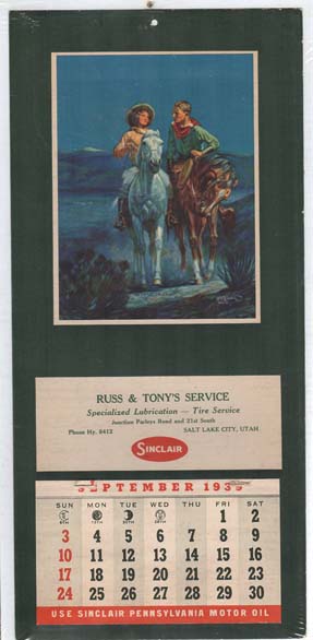 1939 Sinclair "Cowboy" Calendar