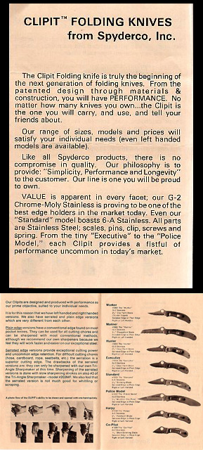 1981 Spyderco Clipit Brochure