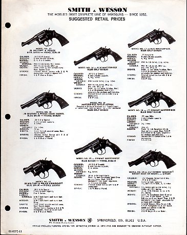 1973 Smith & Wesson Price List