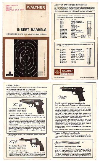 1960's Walther Insert Barrels Brochure