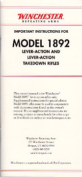 1997 Winchester Model 1892 Instr.Booklet