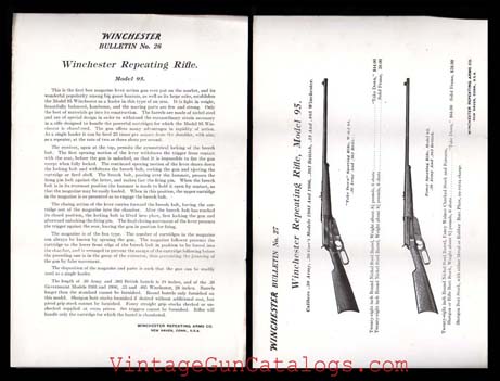 1910-1915 Winchester Model 95 Repeating Rifle Bulletins  1910-1915 Winchester Model 95 Repeating Rifle Bulletins