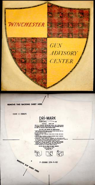 1962 Winchester Dealer Decal  1962 Winchester Dealer Decal