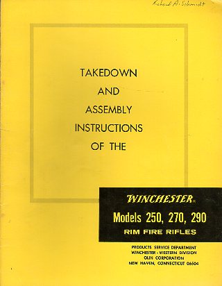 Winchester Models 250,270,290 Take-Down Instr.