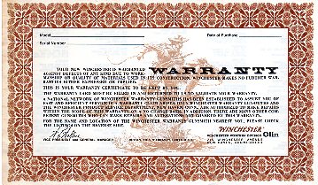 Winchester Warranty Certificate