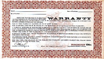 Winchester Warranty Certificate 1969