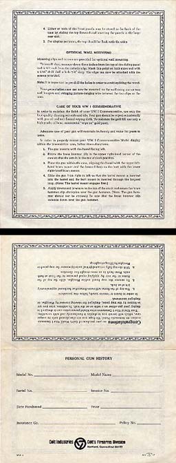 1967-69 Colt WWI Commemorative Pistol Insert