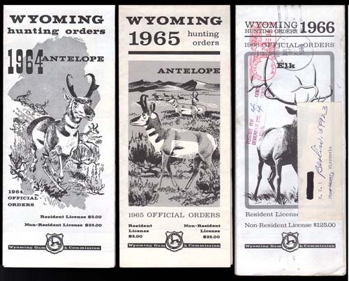 1964-65-66 Wyoming Hunting Orders
